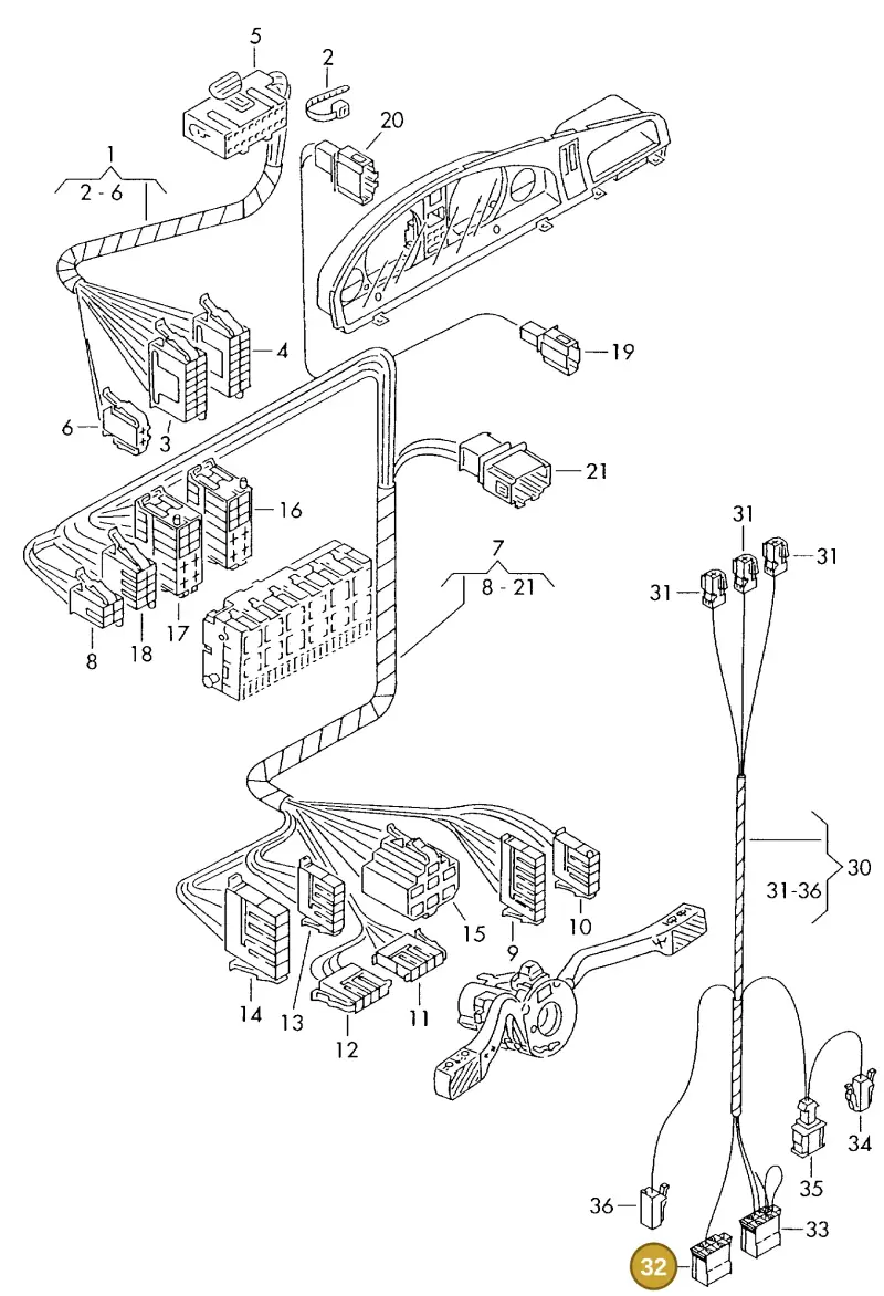 281957897A — Volkswagen TRANSPORTER SYNCRO (1996-2003) diagram 117971840, position 32