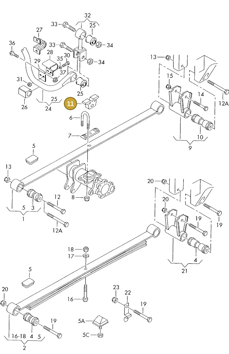 2D0511155B — Volkswagen LT, LT 4X4 (2003-2006) diagram 176511100, position 11