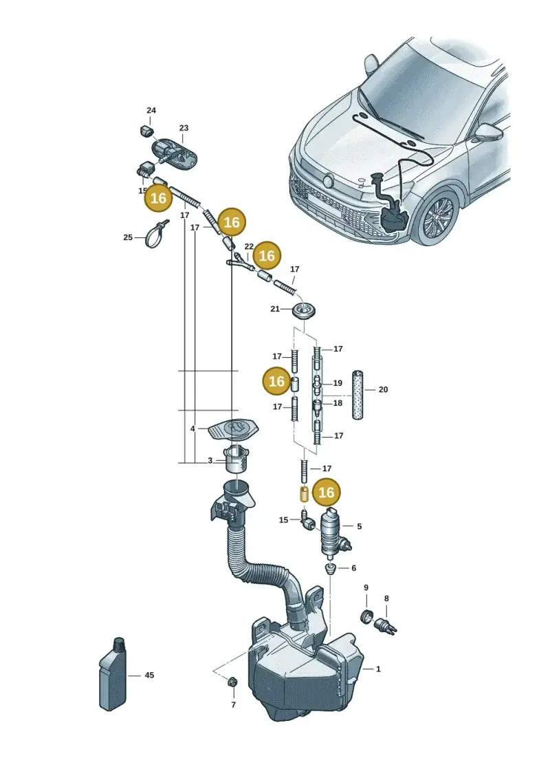2D0955962 — Volkswagen Tiguan 2.0 (2023-) diagram 57x955100, position 16