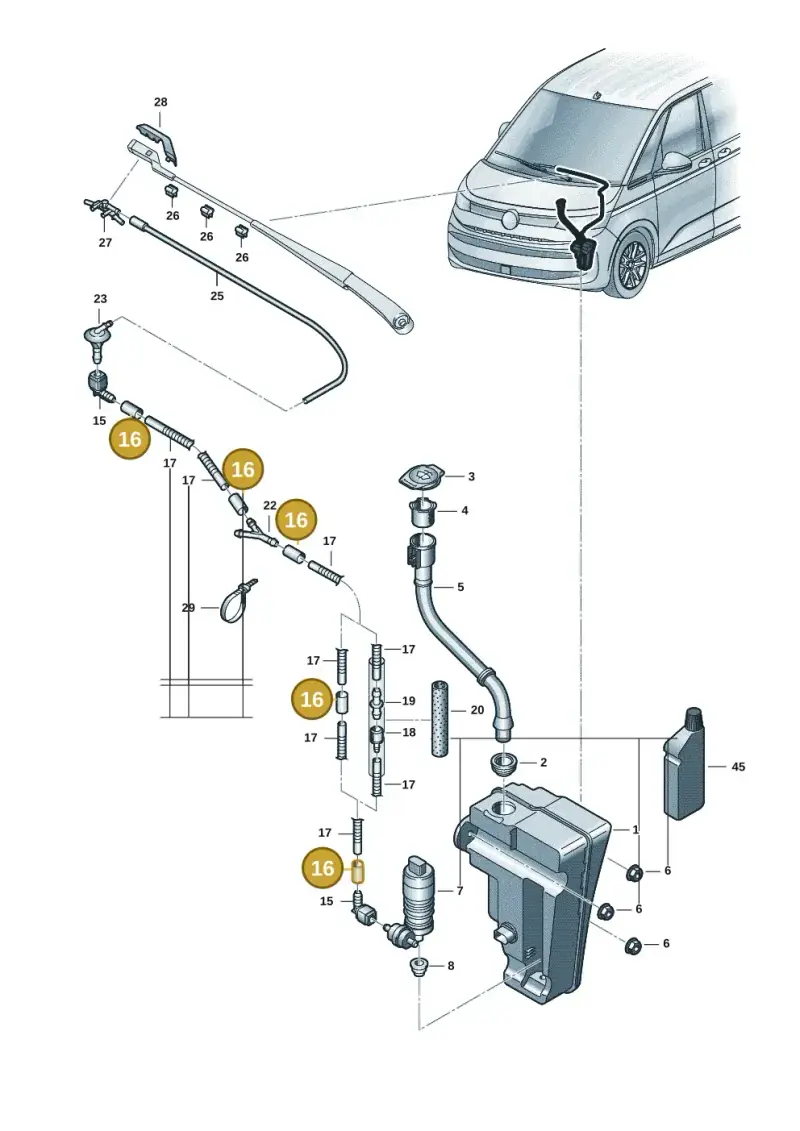 2D0955962 — Volkswagen Multivan (2021-) diagram 7t0955100, position 16