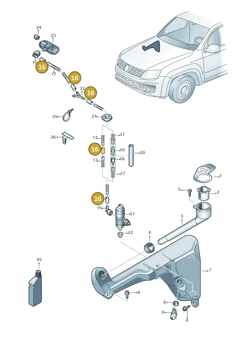 2D0955962 — Volkswagen Amarok twin cab (2022-) diagram 894955100, position 16