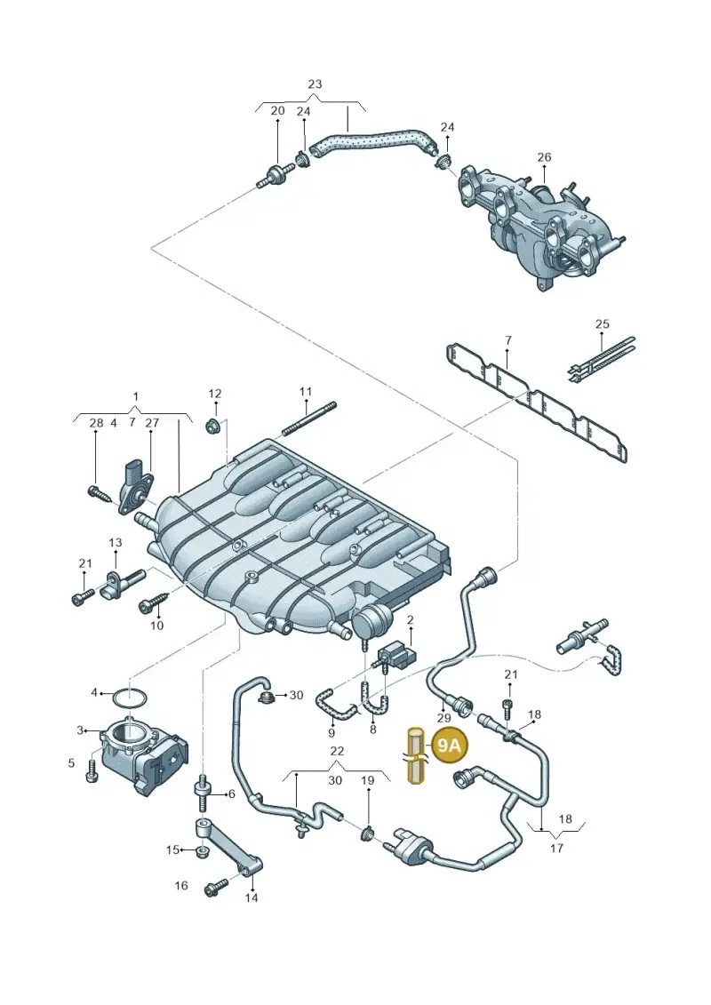 2D0971461A — Volkswagen Scirocco 2.0 (2014-2017) diagram 718133300, position 9A