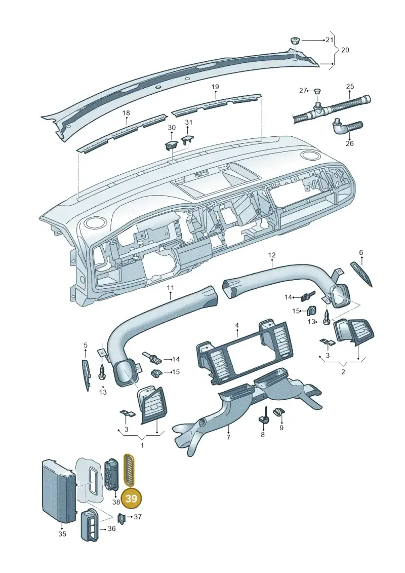 2D3819066 — Volkswagen Single-cab transp. (2015-2019) diagram 862819300, position 39