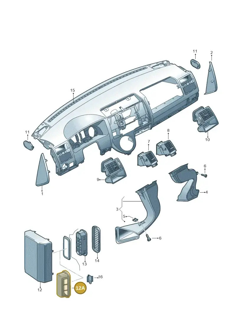 2D3819467 — Volkswagen Transp. dropside (2011-2015) diagram 411819050, position 12A