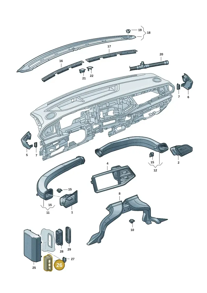 2D3819467 — Volkswagen Single-cab transp. (2019-2024) diagram 7fp819300, position 26