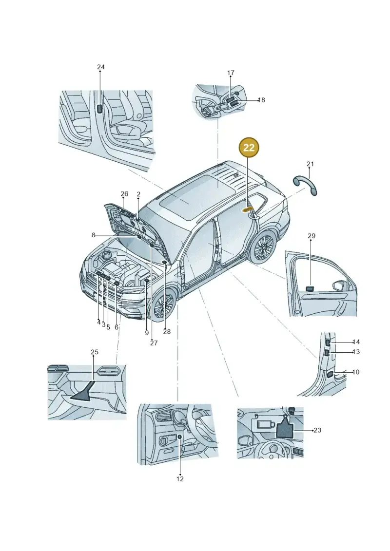 2E0010617 — Volkswagen Tiguan 2.0 4Motion (2017-2024) diagram 833010000, position 22