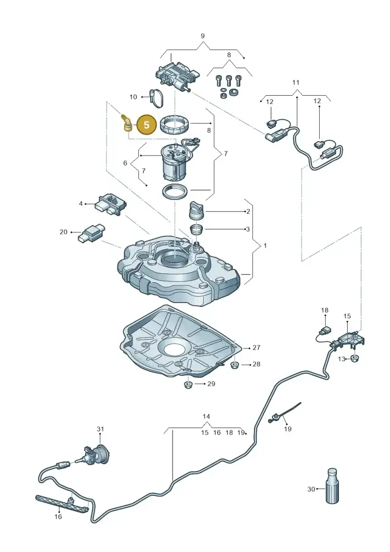 2E0201485 — Volkswagen Touareg BlueMotion (2014-2018) diagram 787253760, position 5