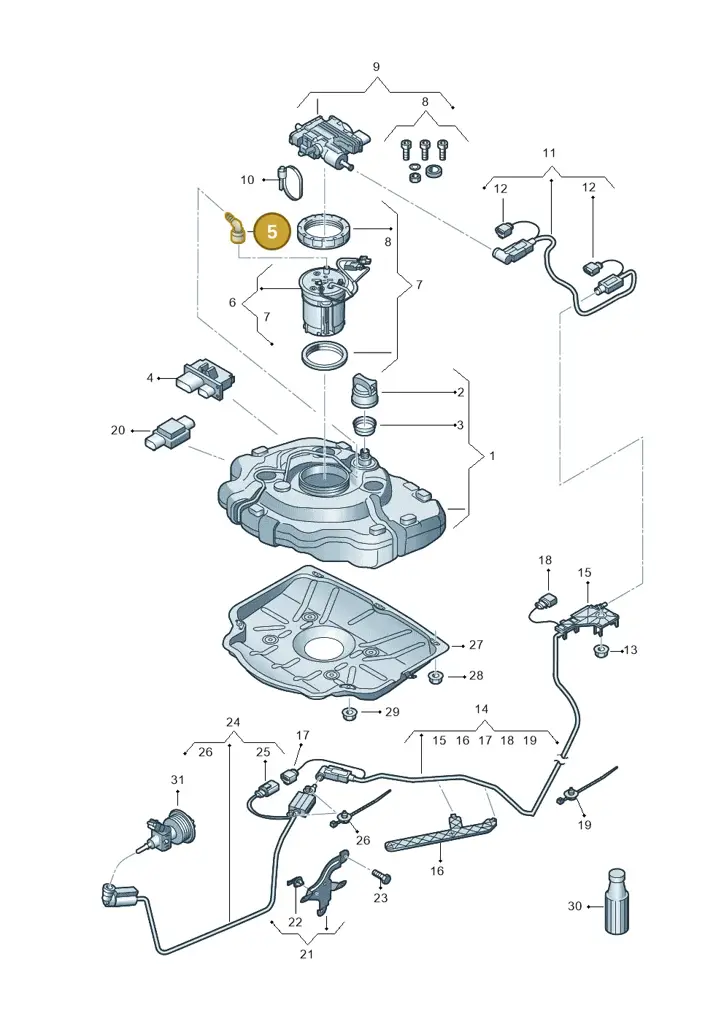 2E0201485 — Volkswagen Touareg BlueMotion (2014-2018) diagram 787253740, position 5