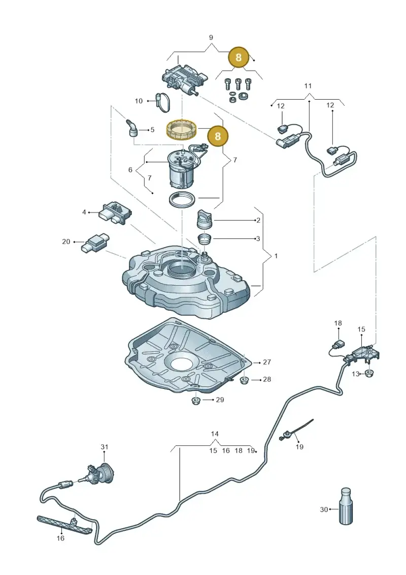 2E0919050T — Volkswagen Touareg BlueMotion (2014-2018) diagram 787253760, position 8
