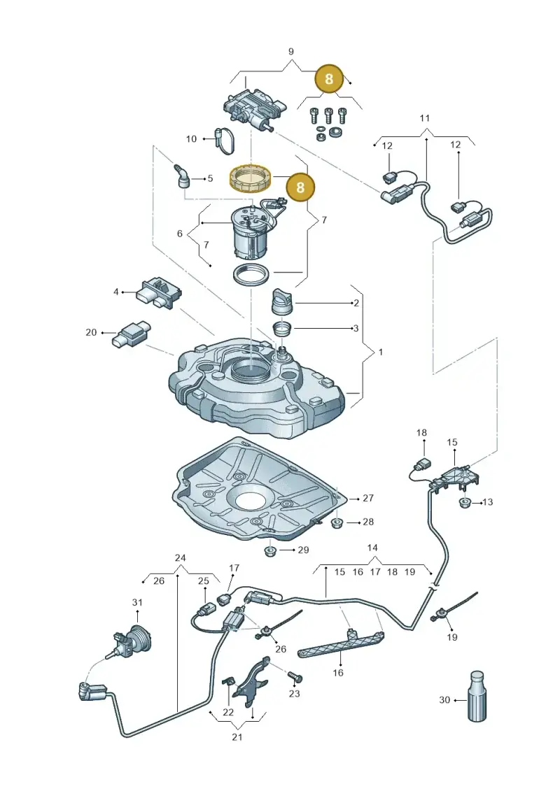 2E0919050T — Volkswagen Touareg BlueMotion (2014-2018) diagram 787253740, position 8
