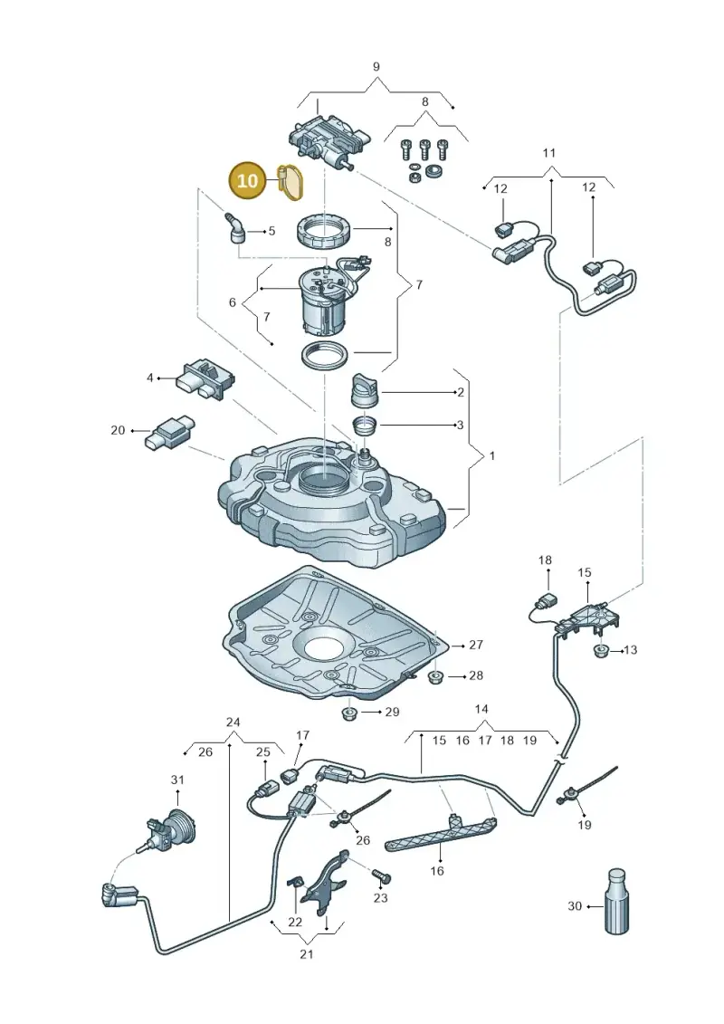 2E0971350M — Volkswagen Touareg BlueMotion (2014-2018) diagram 787253740, position 10