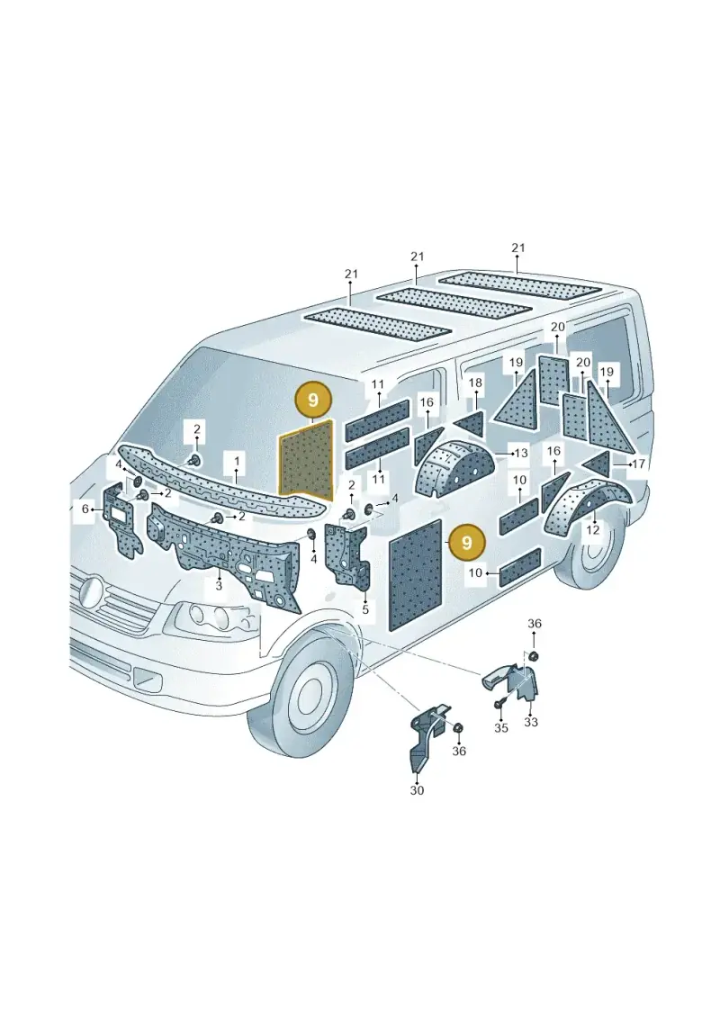 2E1864885B — Volkswagen Transp. caravelle (2008-2009) diagram 410863400, position 9