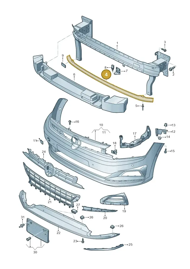 2G0807651H — Volkswagen Polo 1.0 BlueMotion (2017-2024) diagram 837807000, position 4