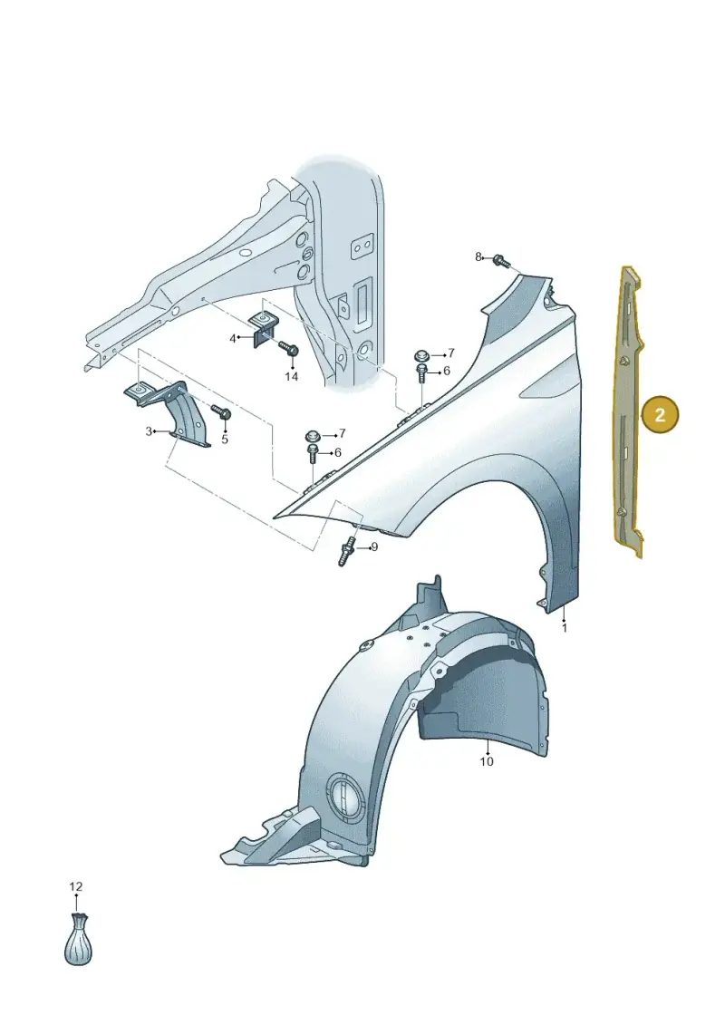 2G0821112A — Volkswagen Polo 1.0 BlueMotion (2017-2024) diagram 837821000, position 2