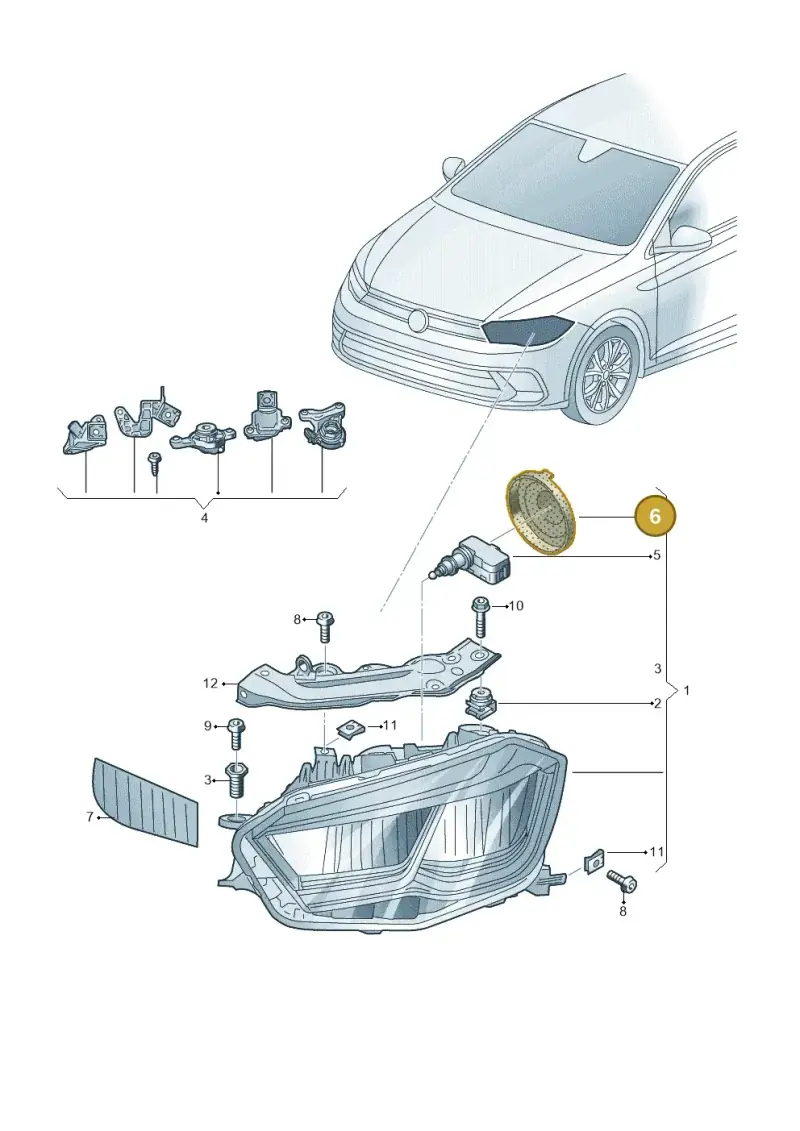 2G0941607 — Volkswagen Polo 1.0 BlueMotion (2017-2024) diagram 837941020, position 6