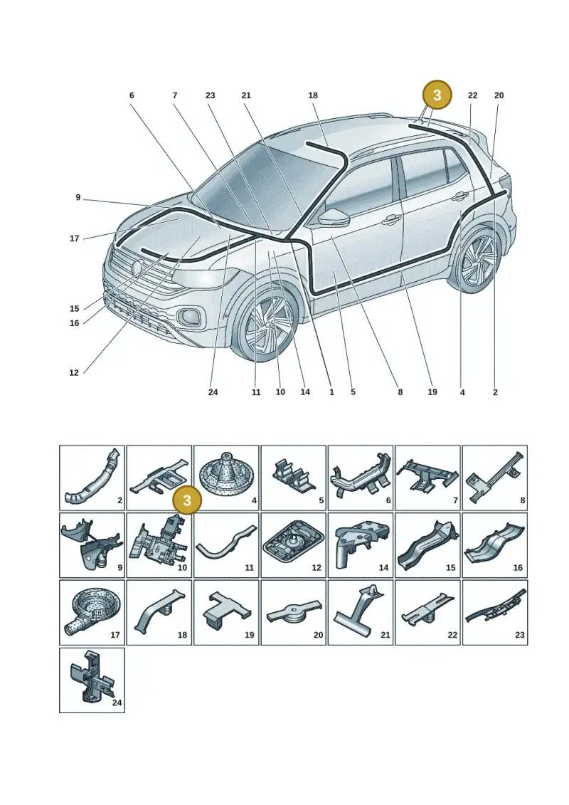 2G0971848A — Volkswagen T-Cross 1,0 (2018-2024) diagram 587971082, position 3