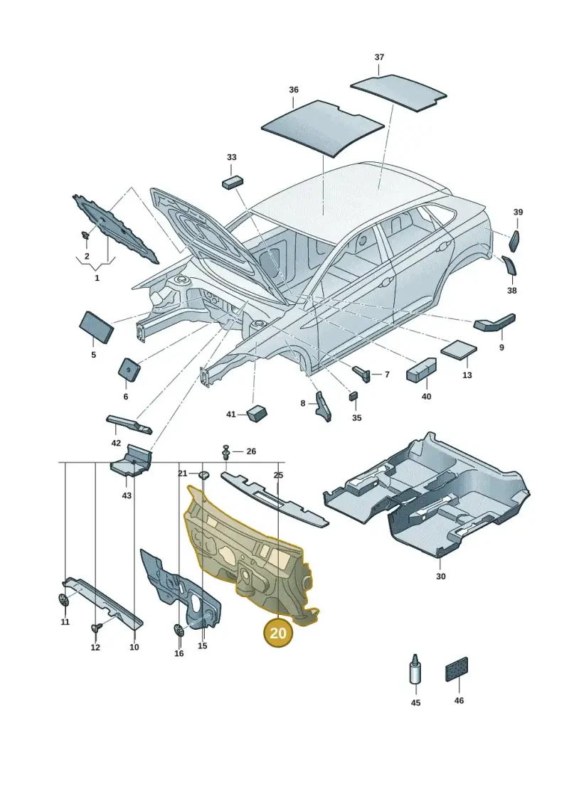 2G1863934B — Volkswagen Taigo (2021-2024) diagram 2f0863200, position 20