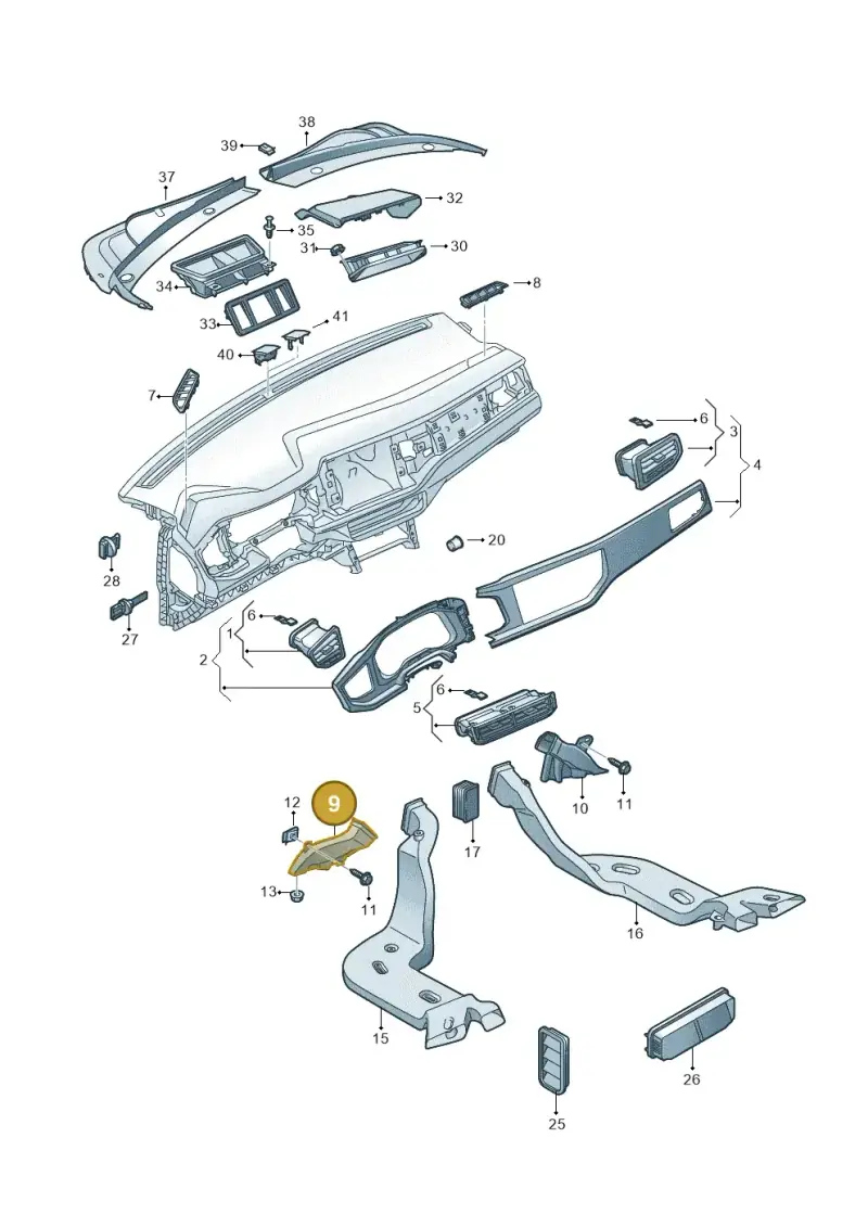 2G2819151A — Volkswagen Taigo (2021-2024) diagram 837819300, position 9