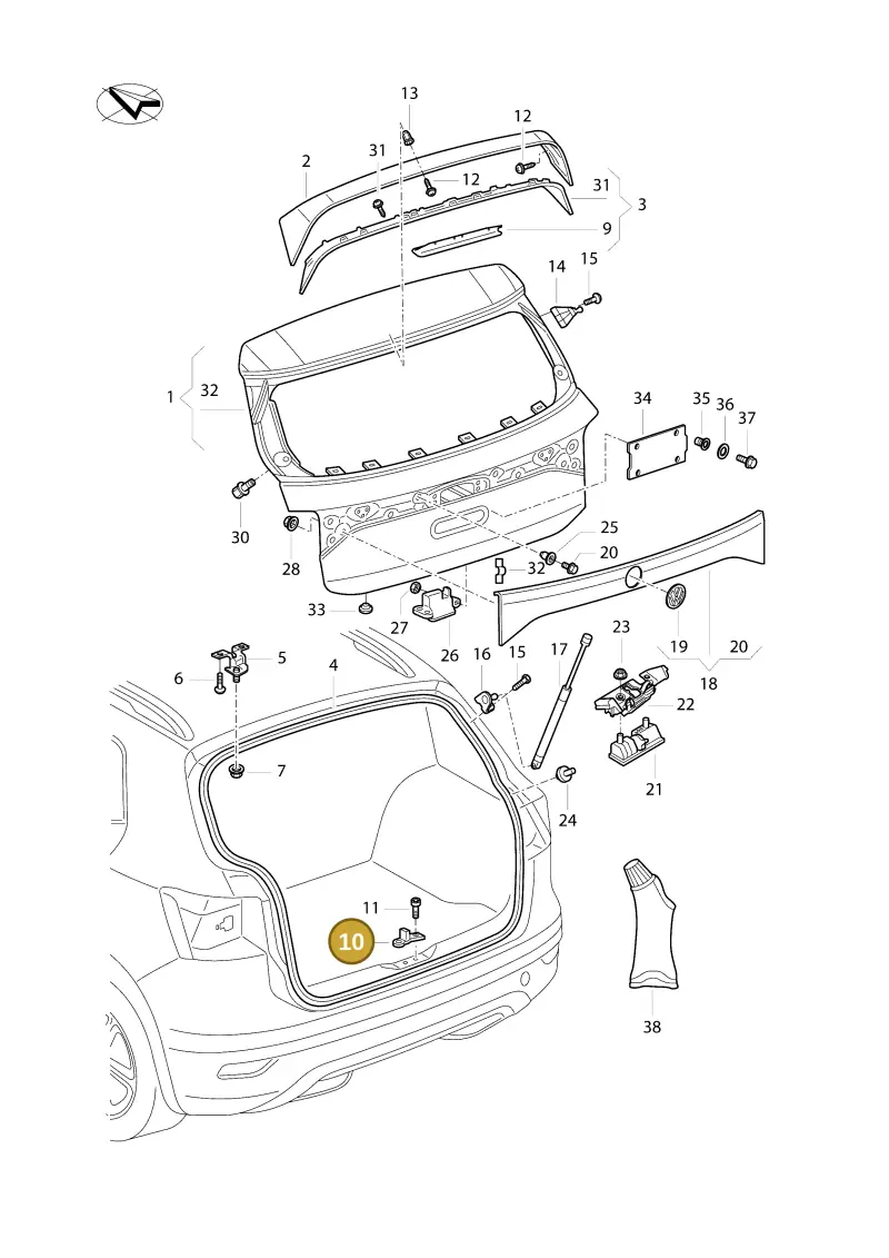 2G6827517A — Volkswagen T-Cross 1,0 (2019-) diagram 581827020, position 10