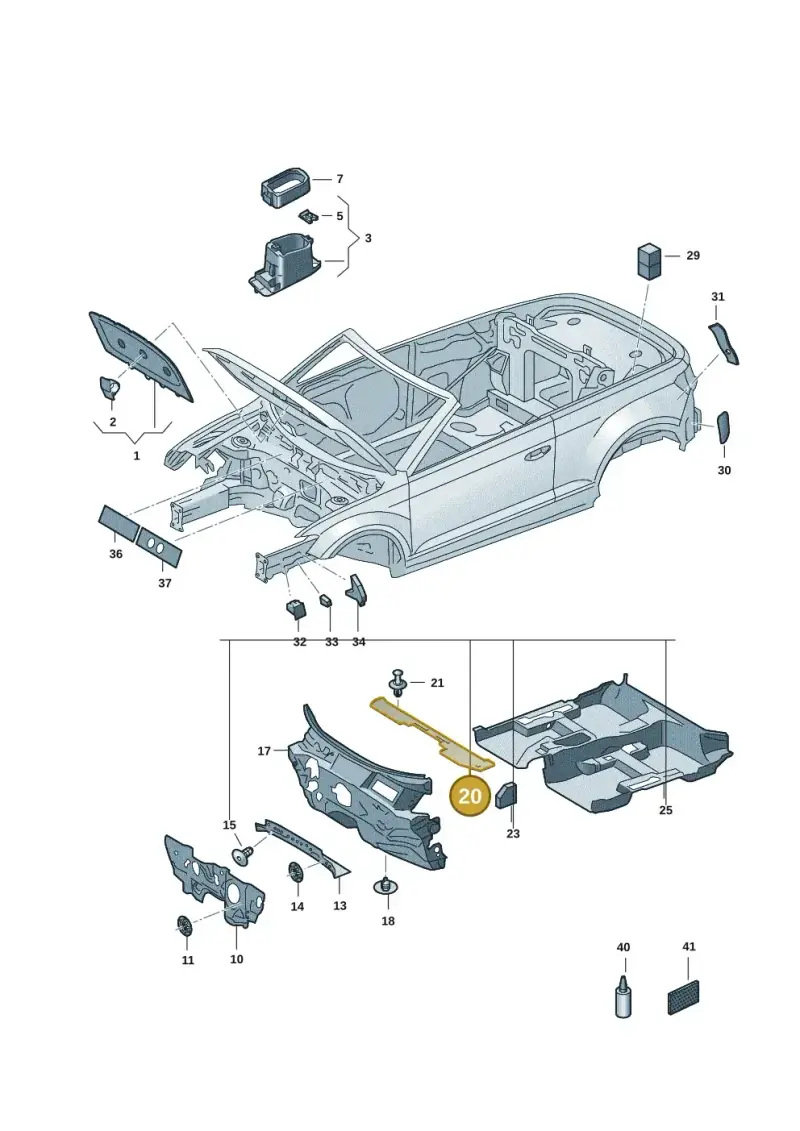 2GA863801 — Volkswagen T-Roc Cabriolet (2019-2025) diagram 2gk863200, position 20