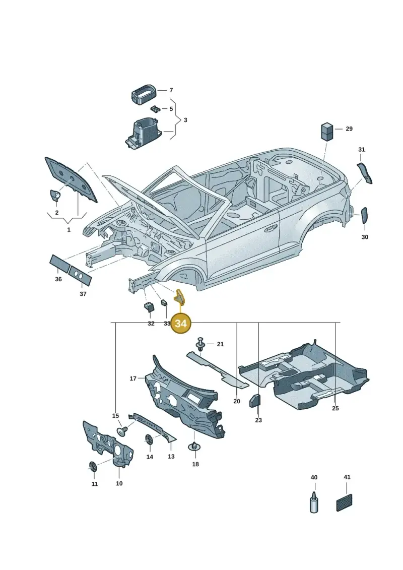 2GA864237 — Volkswagen T-Roc Cabriolet (2019-2025) diagram 2gk863200, position 34