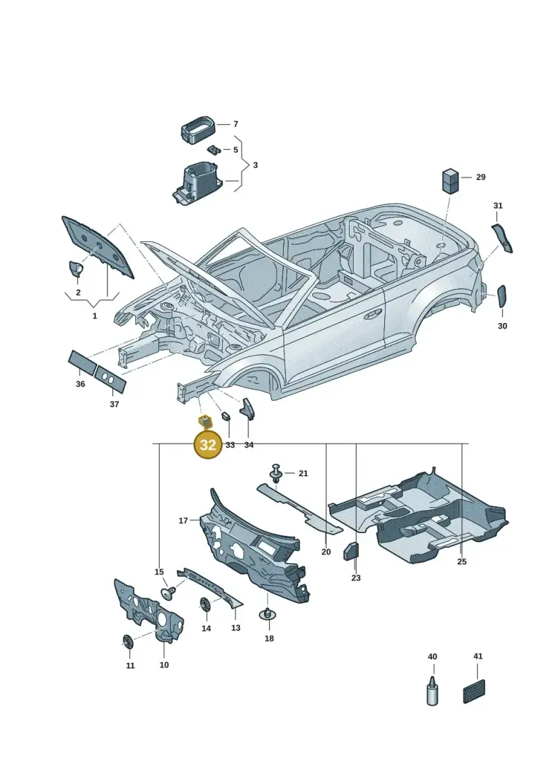 2GA864759 — Volkswagen T-Roc Cabriolet (2019-2025) diagram 2gk863200, position 32