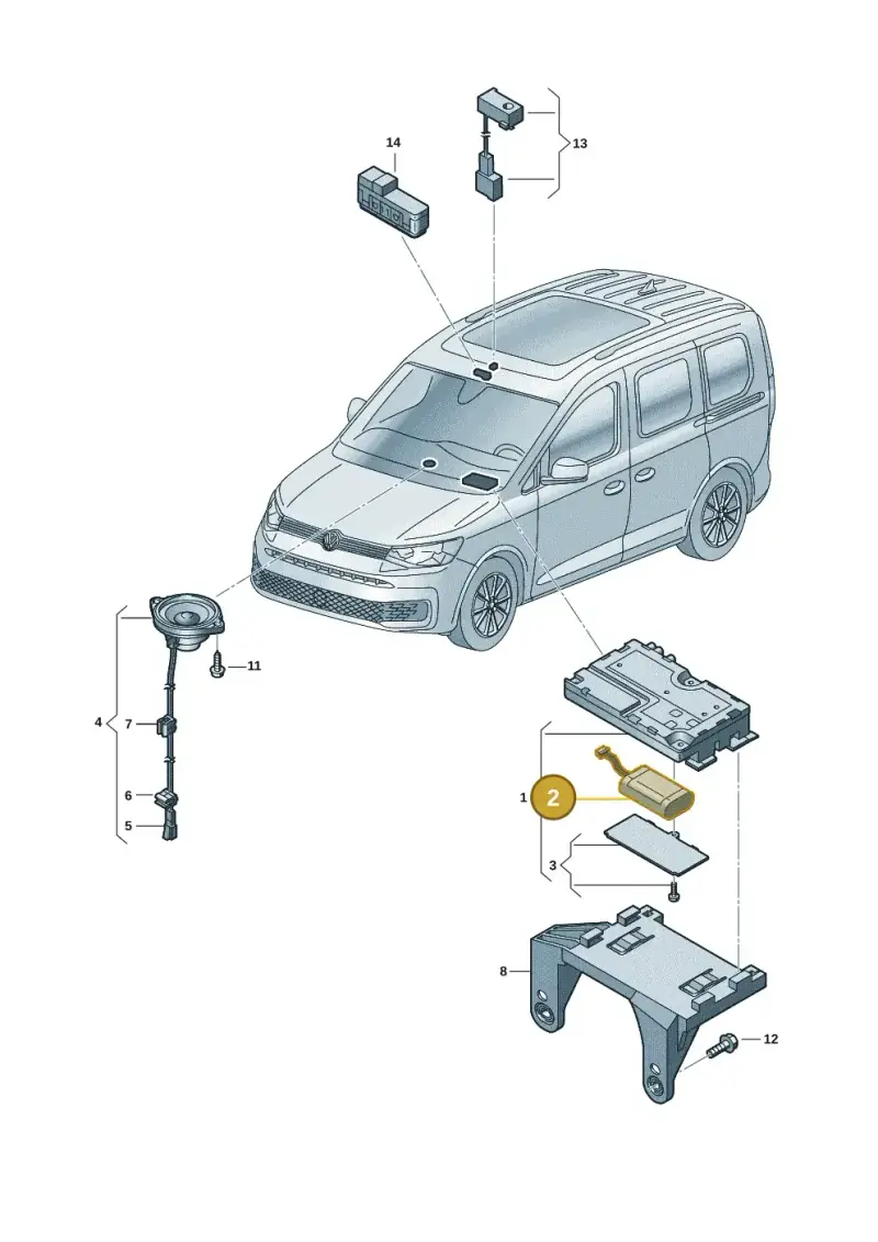 2GA915989 — Volkswagen Caddy Maxi Kombi (2020-2024) diagram 2ka035060, position 2