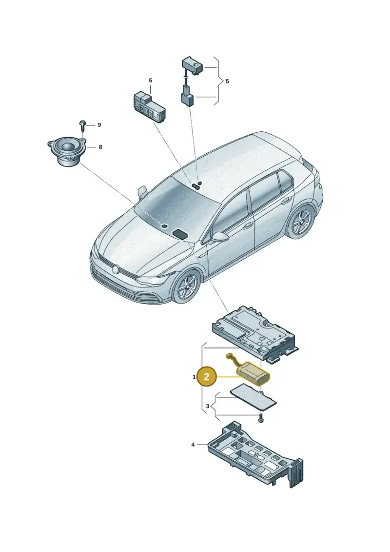 2GA915989 — Volkswagen Golf 2.0 BlueMotion (2019-2024) diagram 5h0035060, position 2