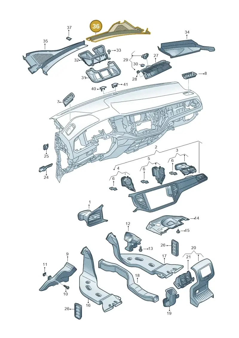 2GB819404A9B9 — Volkswagen T-Roc Cabriolet (2019-2025) diagram 813819300, position 36