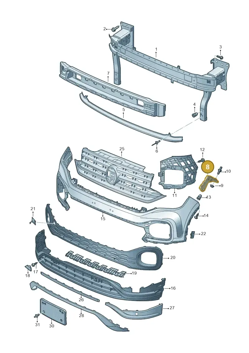 2GM807049B — Volkswagen T-Cross 1,0 (2018-2024) diagram 587807000, position 8