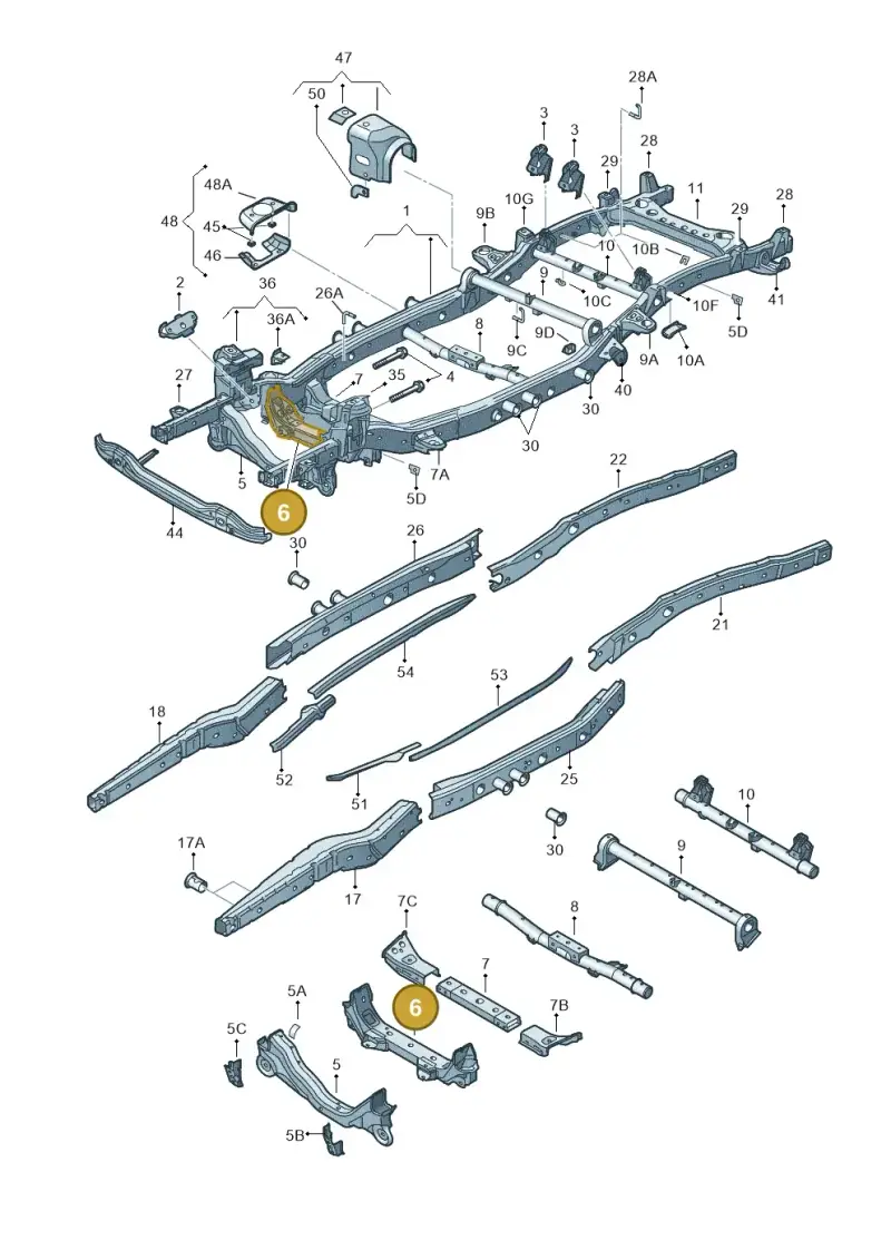 2H0801451A — Volkswagen Amarok twin cab (2012-2016) diagram 683800120, position 6