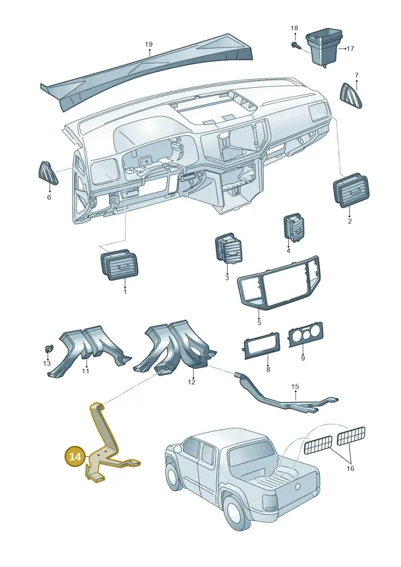 2H0819805B — Volkswagen Amarok twin cab (2016-2022) diagram 894819300, position 14
