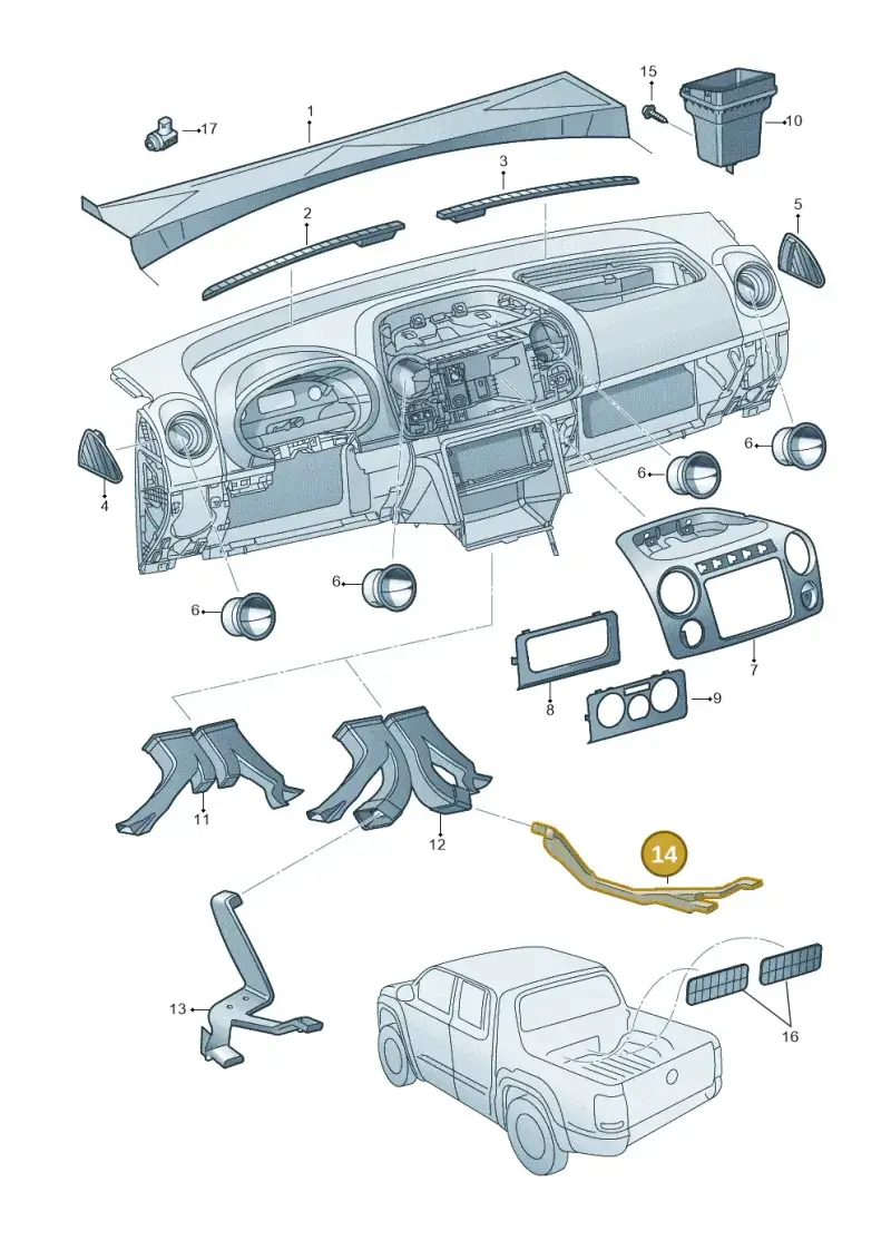 2H0819806A — Volkswagen Amarok twin cab (2012-2016) diagram 683819300, position 14