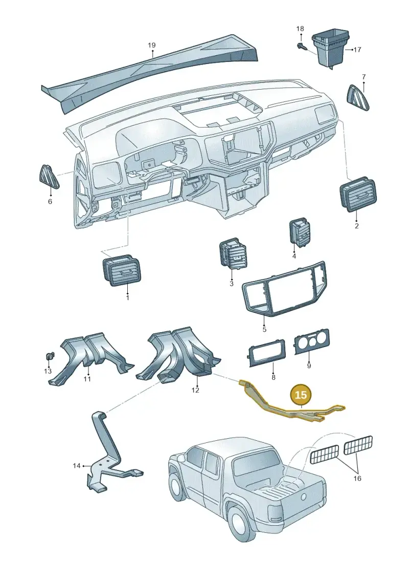 2H0819806B — Volkswagen Amarok twin cab (2016-2022) diagram 894819300, position 15
