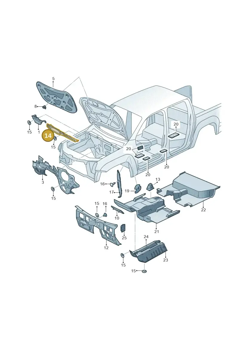 2H0863993A — Volkswagen Amarok twin cab (2012-2016) diagram 683863200, position 14