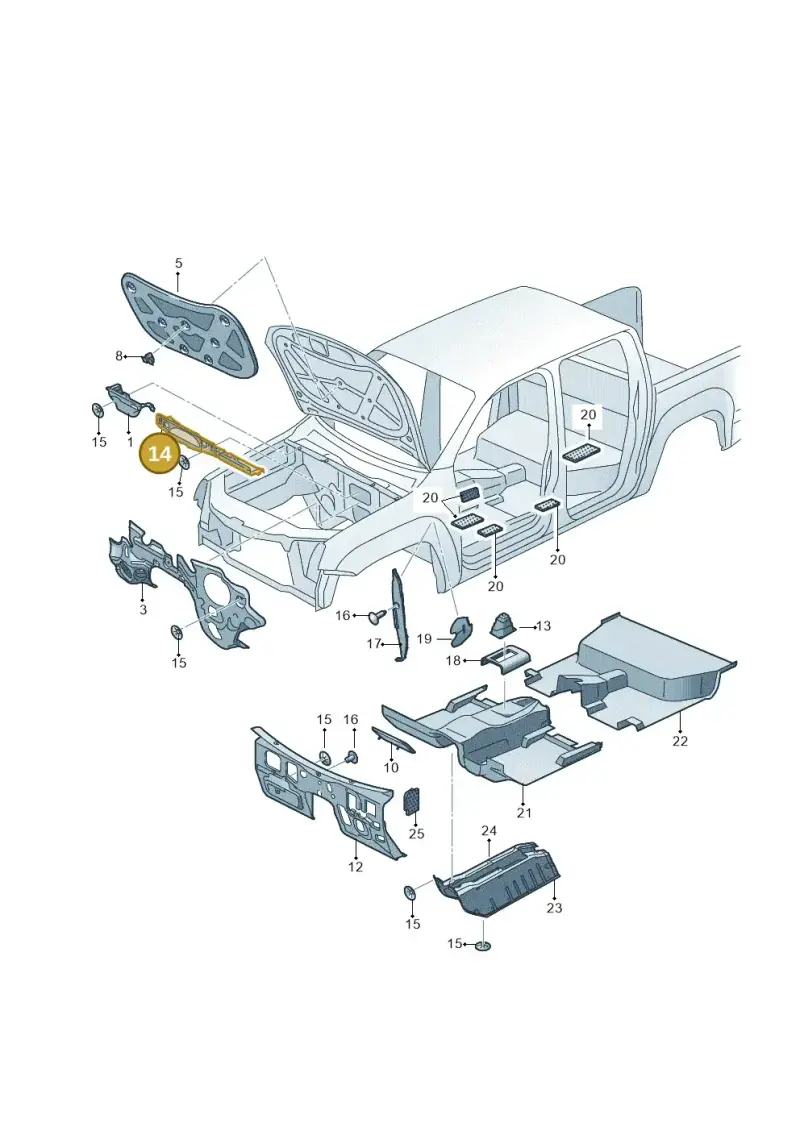 2H0863993A — Volkswagen Amarok twin cab (2022-) diagram 894863200, position 14
