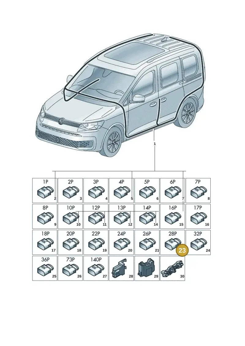 2H0937722 — Volkswagen Caddy Maxi Kombi (2020-2024) diagram 2ka971090, position 23