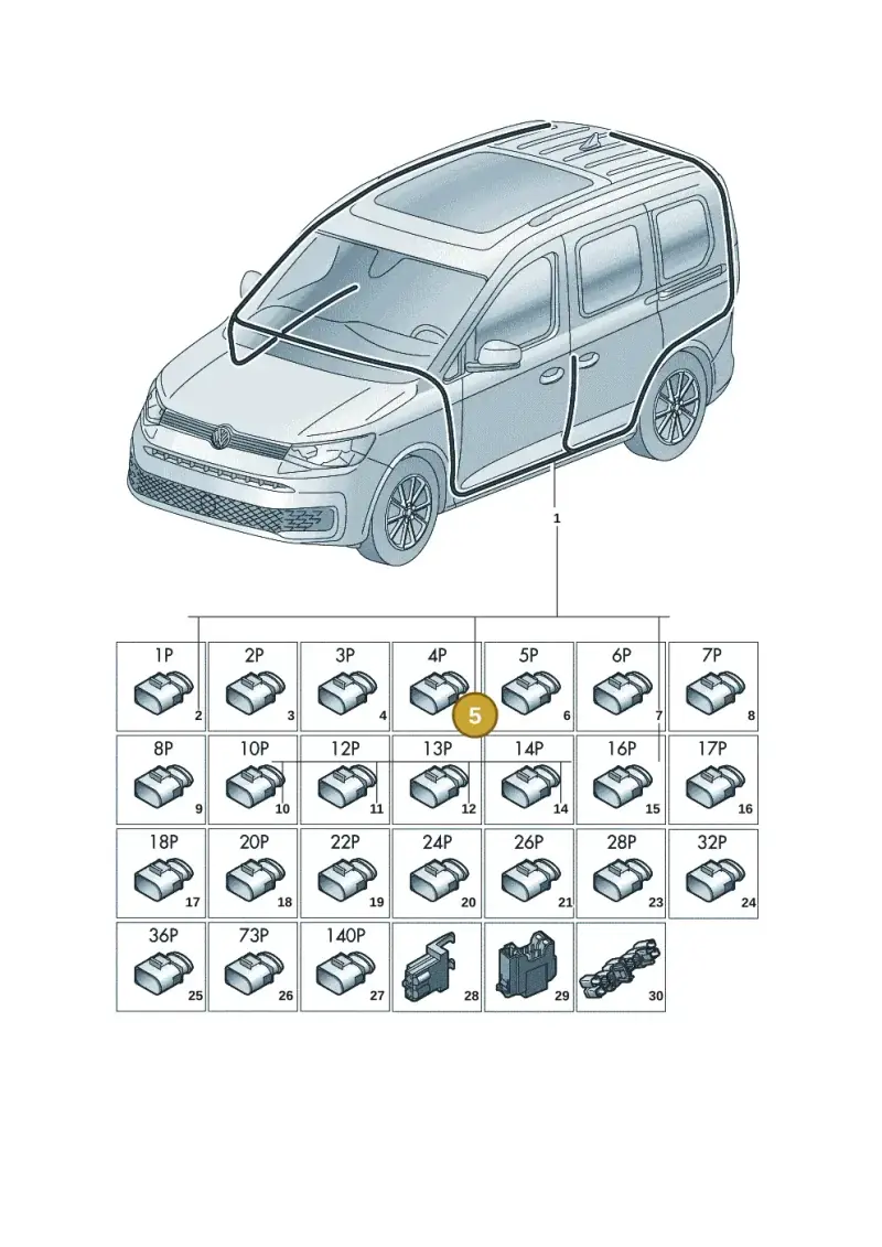 2H0937724 — Volkswagen Caddy Maxi Kombi (2020-2024) diagram 2ka971090, position 5