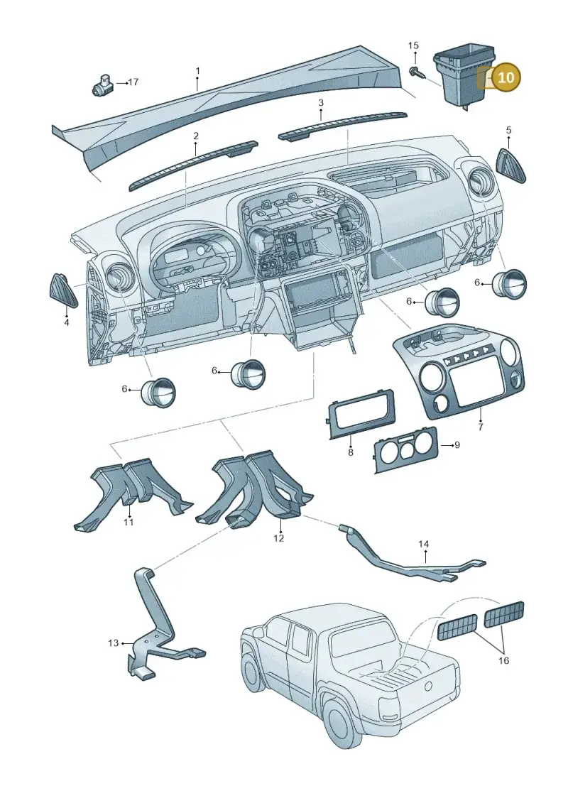 2H1819049 — Volkswagen Amarok twin cab (2012-2016) diagram 683819300, position 10