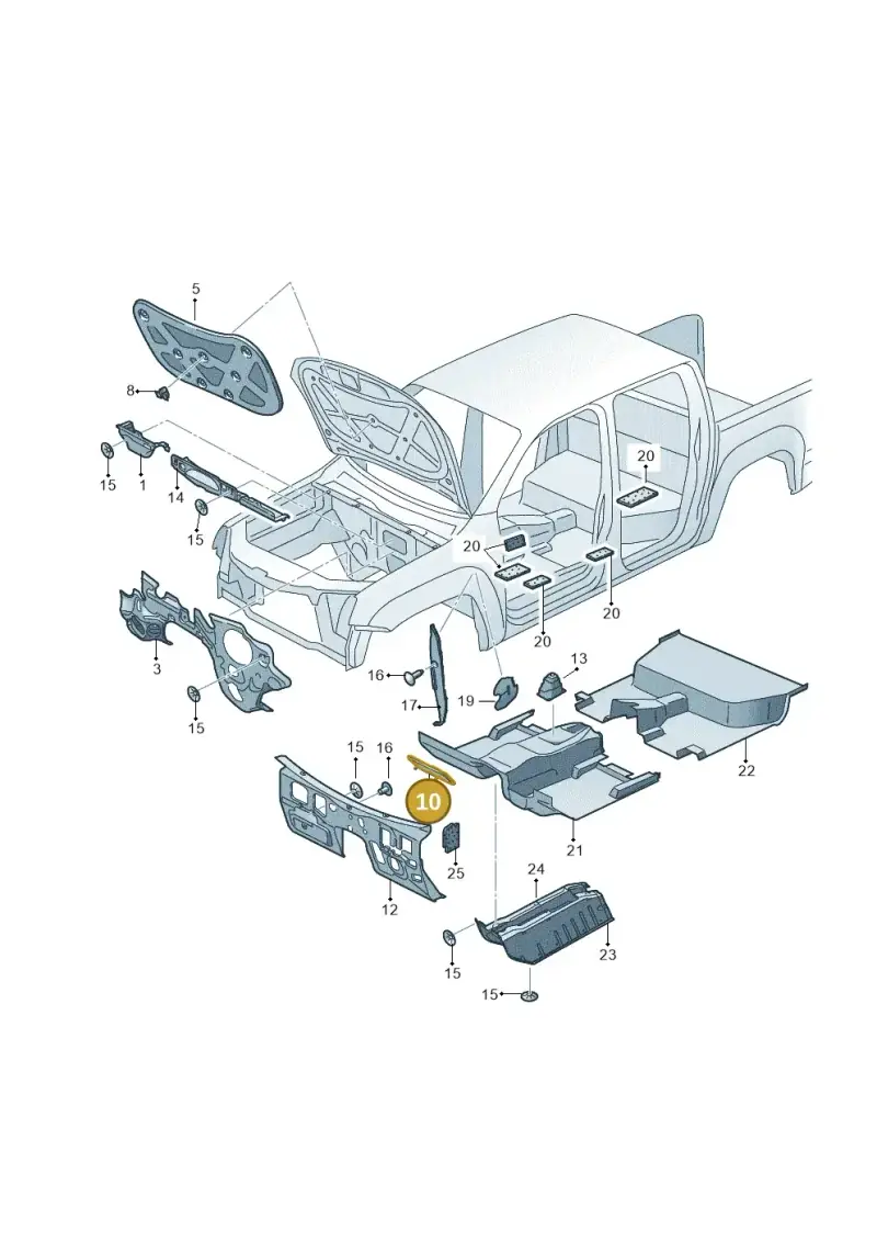 2H1863874A — Volkswagen Amarok twin cab (2012-2016) diagram 683863200, position 10