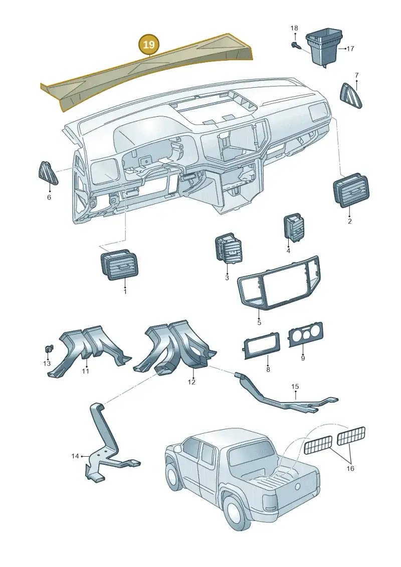 2H2819403B9B9 — Volkswagen Amarok twin cab (2016-2022) diagram 894819300, position 19