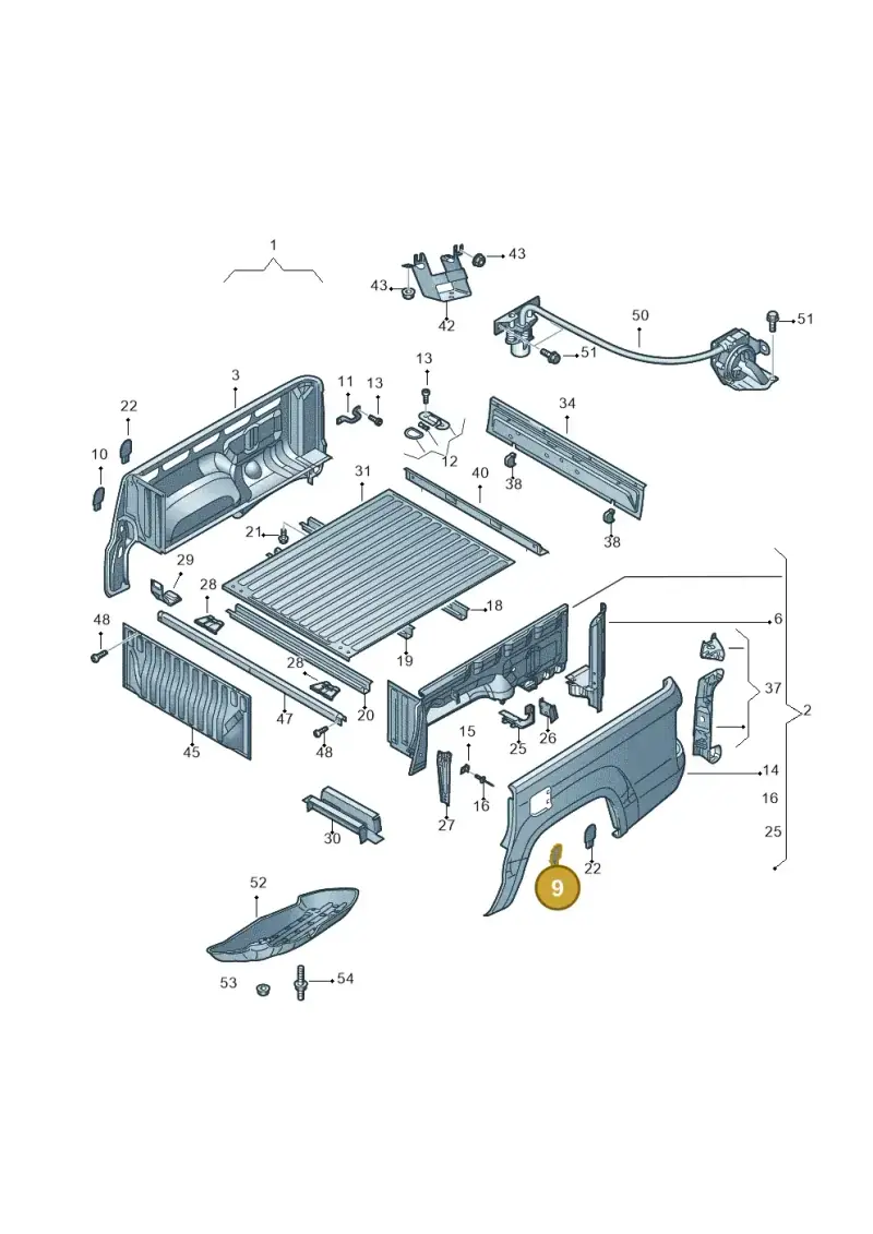 2H5809419 — Volkswagen Amarok twin cab (2012-2016) diagram 683801000, position 9