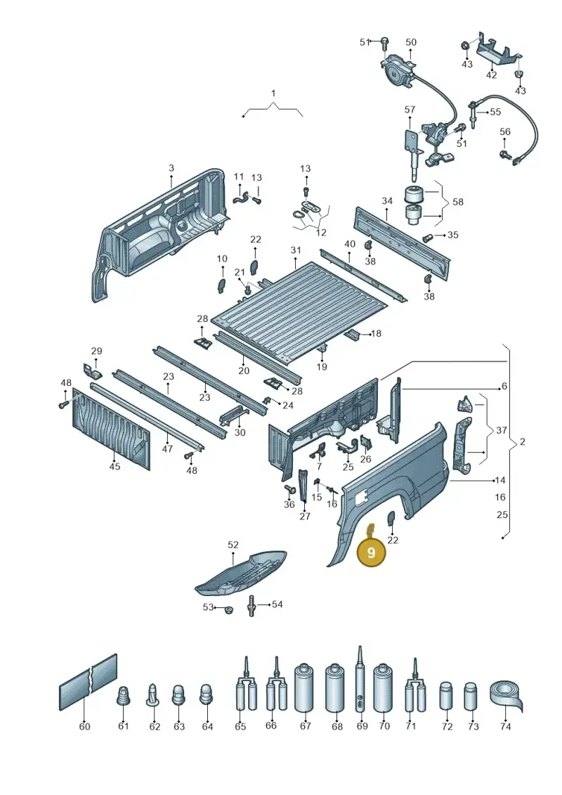2H5809419 — Volkswagen Amarok twin cab (2022-) diagram 894801000, position 9