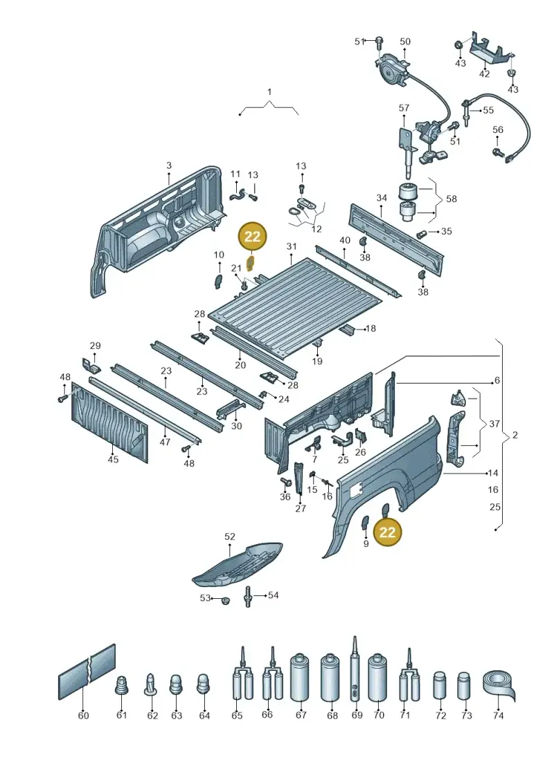 2H5810259 — Volkswagen Amarok twin cab (2022-) diagram 894801000, position 22