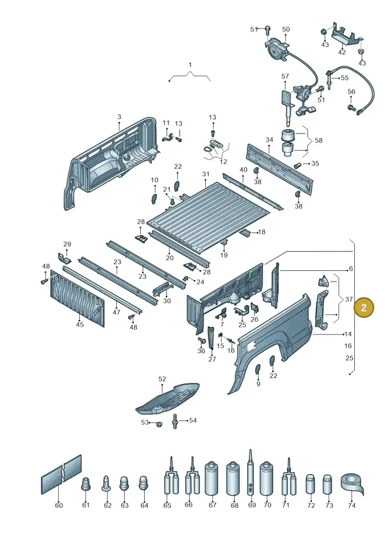 2H6809051 — Volkswagen Amarok twin cab (2022-) diagram 894801000, position 2
