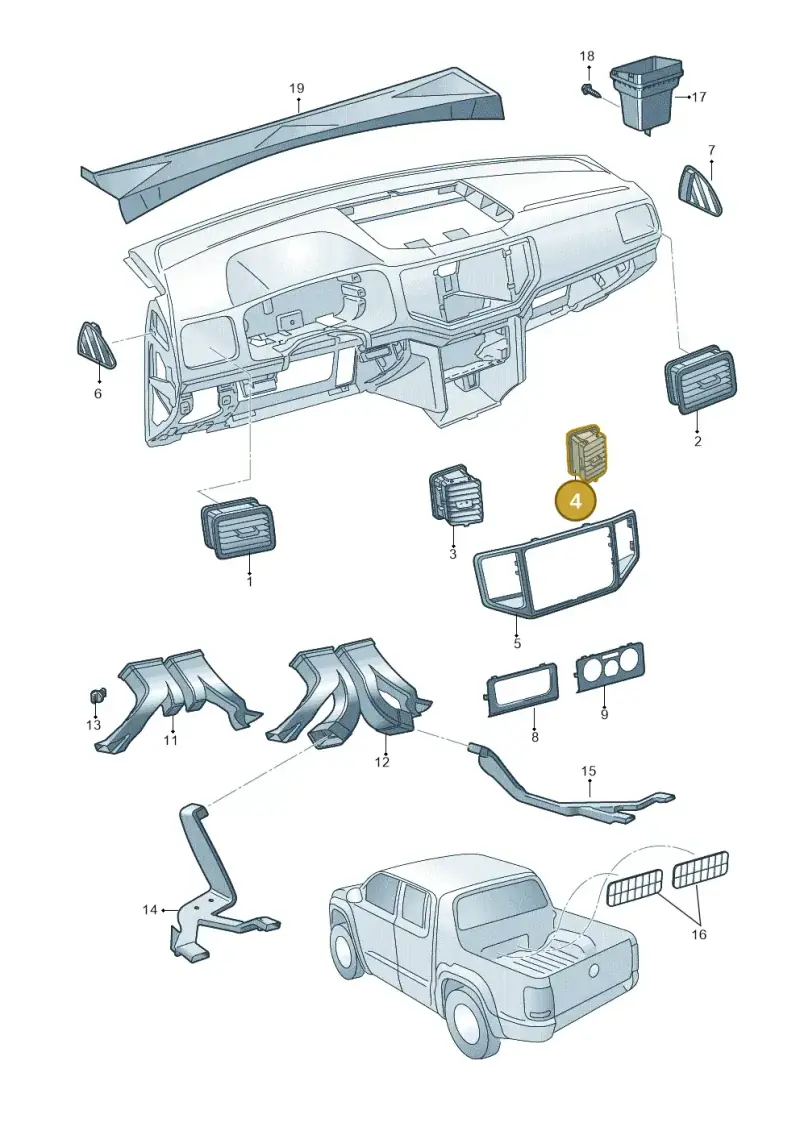 2H6819384C9B9 — Volkswagen Amarok twin cab (2016-2022) diagram 894819300, position 4