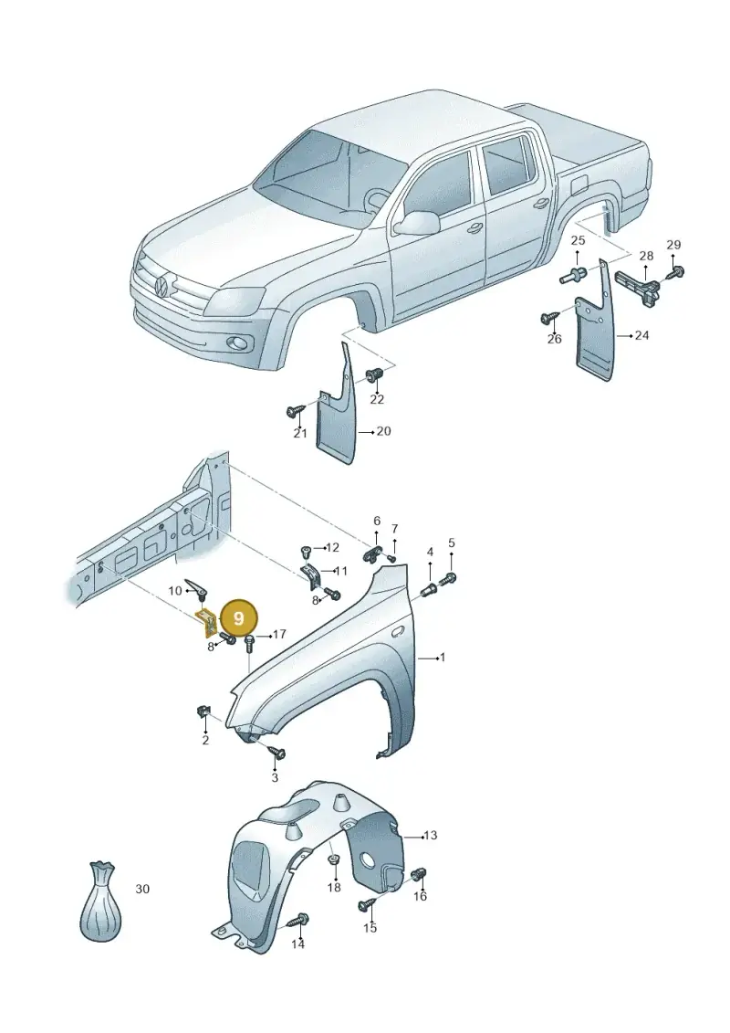 2H6821149 — Volkswagen Amarok twin cab (2022-) diagram 894821000, position 9