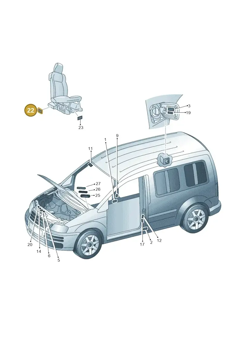 2K0010601B — Volkswagen Caddy Maxi Kombi (2010-2015) diagram 443010000, position 22