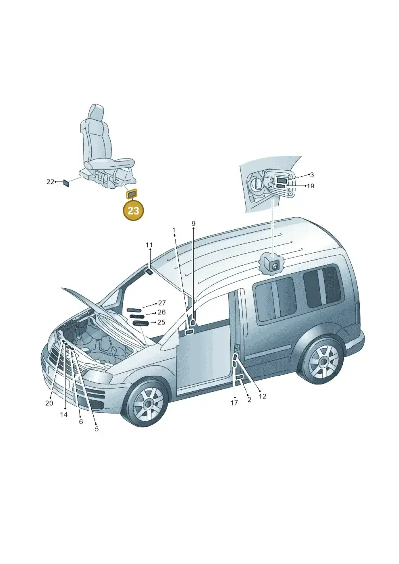 2K0010601C — Volkswagen Caddy Maxi Kombi (2010-2015) diagram 443010000, position 23