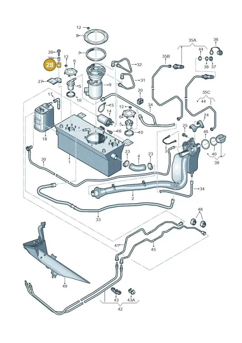 2K0201245 — Volkswagen Caddy Maxi Kombi (2010-2015) diagram 443201060, position 28